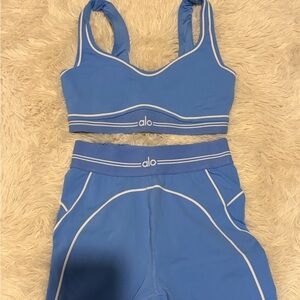 Alo Blue Sports Bra and Leggings Set